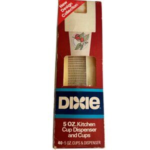 Vintage 1984 Dixie 5 Oz Kitchen Cup Dispenser & Cups Spice Design Collection NOS
